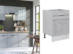 Impact Furniture Kitchen Drawer Unit 600mm Cabinet Cupboard Modern High Gloss Grey Freestanding Storage Star