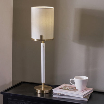 Pacific Lifestyle Midland Champagne Gold Metal And Marble Effect Table Lamp - image 1
