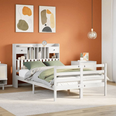 Berkfield Bookcase Bed Without Mattress White 135X190 Cm Doouble Solid Wood Pine - image 1