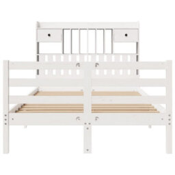 Berkfield Bookcase Bed Without Mattress White 135X190 Cm Doouble Solid Wood Pine - thumbnail 4