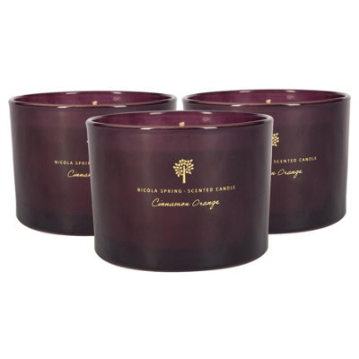 Nicola Spring 3X Cinnamon & Orange Scented Candles 350G 38H Natural Double Wick Soy Wax Aromatherapy Candle Home Fragrance - image 1