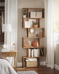Songmics Bookshelves, 6-Tier Bookcase, Cube Display Shelf, Freestanding Storage Shelf, Modern, Rustic Brown - thumbnail 3