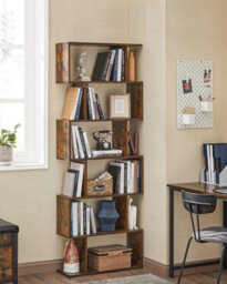 Bookshelves, 6-Tier Bookcase, Cube Display Shelf, Freestanding Storage Shelf, Modern, Rustic Brown
