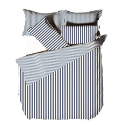 Yard Hebden Striped 100% Cotton Duvet Cover Set, Navy, King - thumbnail 4