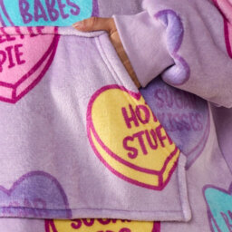 OHS Hoodie Blanket Candy Heart Wearable Throw Oversized Giant Sherpa Fleece Plush - thumbnail 4
