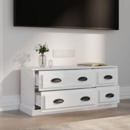 Berkfield Tv Cabinet High Gloss White 100X35.5X45 Cm Engineered Wood - thumbnail 3