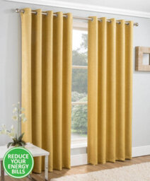 Enhanced Living Vogue Ochre 66 X 54 Inch (168X137Cm) Eyelet Thermal Noise Reducing Dim Out Curtains (Pair)