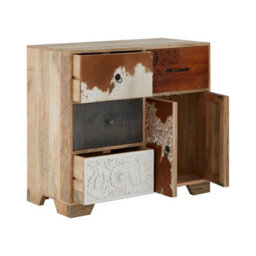 Orsina Mango Wood Tall Sideboard,storage Cabinet With Four Drawers,tall Display Cabinet,eco-Friendly Media Unit - thumbnail 6