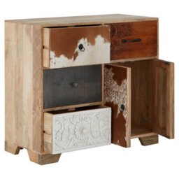 Orsina Mango Wood Tall Sideboard,storage Cabinet With Four Drawers,tall Display Cabinet,eco-Friendly Media Unit - thumbnail 5