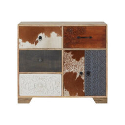Orsina Mango Wood Tall Sideboard,storage Cabinet With Four Drawers,tall Display Cabinet,eco-Friendly Media Unit - thumbnail 1