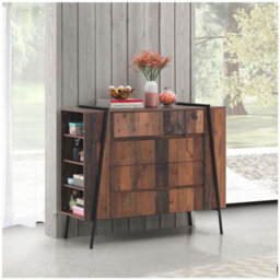 Timber Art Design Abbey Rustic Chest Of Drawers 4 Drawer Bedroom Living Room Storage Industrial - thumbnail 1