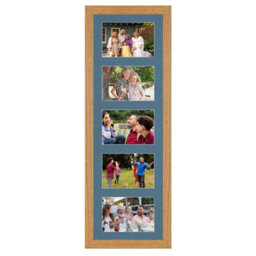 AK Frames 26X8 Oak Modern Multi Photo Frame With Pompadour Mount - Holds 5 Apertures (5X) 6X4 Photos - thumbnail 1