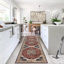 Ameha Cashmere Whisper Extra Large Area Rug For Hallway Carpets Kitchen Mat Indoor/outdoor Rugs (Red Floral,80 X 300 Cm) - thumbnail 3