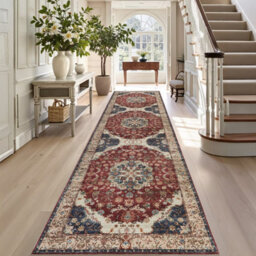 Ameha Cashmere Whisper Extra Large Area Rug For Hallway Carpets Kitchen Mat Indoor/outdoor Rugs (Red Floral,80 X 300 Cm) - thumbnail 1