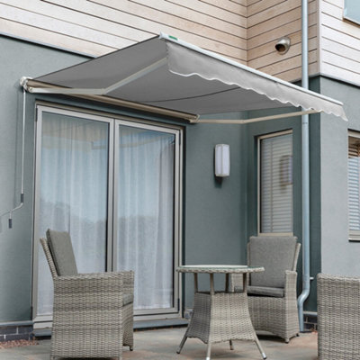 Primrose Awnings 3.0M X 2.5M Retractable Manual Half Cassette Silver Awning Outdoor Patio Canopy