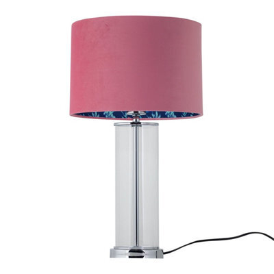 First Choice Lighting Aura - Chrome Table Lamp With Pink Velvet Flamingo Shade - image 1
