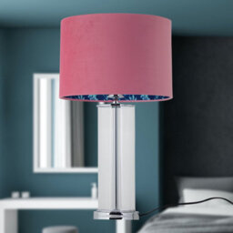 First Choice Lighting Aura - Chrome Table Lamp With Pink Velvet Flamingo Shade - thumbnail 7