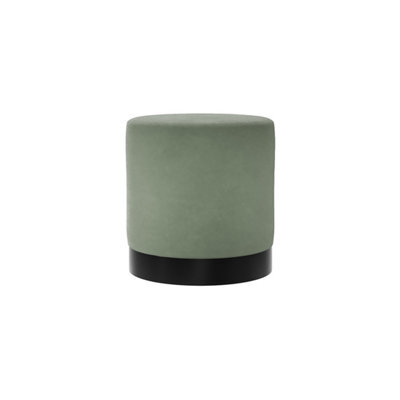 LPD Lara Sage Velvet Pouffe - Small Multipurpose Design With Matte Black Base - image 1