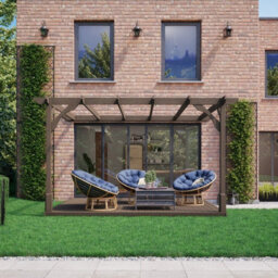 Rutland County Garden Furniture Premium Wall Mounted Pergola And Decking Kit - Wood - L300 X W300 X H270 Cm - Rustic Brown - thumbnail 3