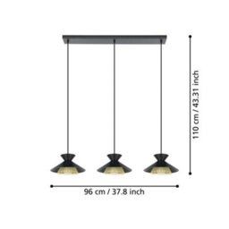 Eglo Grizedale 3 Light Steel Brass Pendant - thumbnail 3