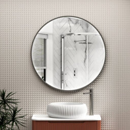 Royal Bathrooms Luxor 800 X 800mm Gun Metal Grey Round Framed Mirror Within Frame Led, Touch Sensor & Demister Pad - thumbnail 1