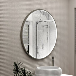 Royal Bathrooms Luxor 800 X 800mm Gun Metal Grey Round Framed Mirror Within Frame Led, Touch Sensor & Demister Pad - thumbnail 4