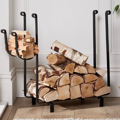 Dibor Modern Fireplace Freestanding Black Iron Fireside Firewood Log Holder, Log Storage Rack - image 1