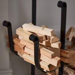 Dibor Modern Fireplace Freestanding Black Iron Fireside Firewood Log Holder, Log Storage Rack - thumbnail 3