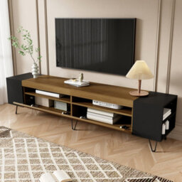 Btm Modern Tv Cabinet, Black And Wood Effect Length 180 Cm - thumbnail 7