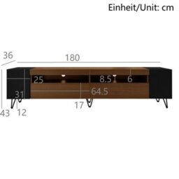Btm Modern Tv Cabinet, Black And Wood Effect Length 180 Cm - thumbnail 4
