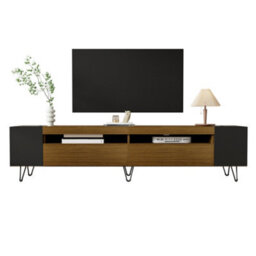 Btm Modern Tv Cabinet, Black And Wood Effect Length 180 Cm - thumbnail 1