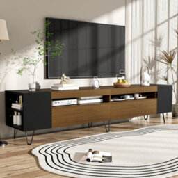 Btm Modern Tv Cabinet, Black And Wood Effect Length 180 Cm - thumbnail 9