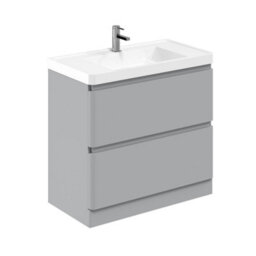 Plum&clay Marvel Gloss Light Grey Floor Standing Bathroom Vanity Unit With Resin Basin (W)900mm