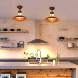 Long Life Lamps Company Industrial Rustic Copper Caged Flush Mount Ceiling Light H3105 - thumbnail 9