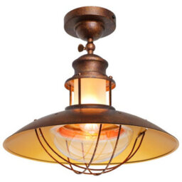 Long Life Lamps Company Industrial Rustic Copper Caged Flush Mount Ceiling Light H3105 - thumbnail 3