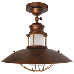 Long Life Lamps Company Industrial Rustic Copper Caged Flush Mount Ceiling Light H3105 - thumbnail 4
