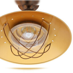 Long Life Lamps Company Industrial Rustic Copper Caged Flush Mount Ceiling Light H3105 - thumbnail 6