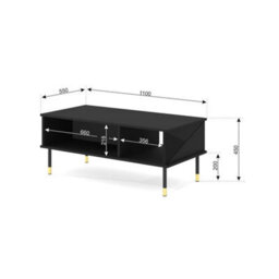 Arte Sleek Black Woody Coffee Table 110Cm - Modern Storage & Style - thumbnail 2
