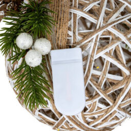 Small Led White Rattan Bauble With Branches And Ribbon Lit Ornament - thumbnail 3