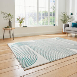 Grey Green Abstract Modern Striped Easy To Clean Dining Room Rug-120Cm X 170Cm - thumbnail 2