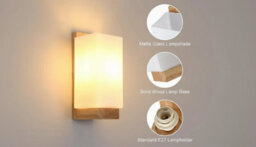 2X Indoor Wooden Wall Lights For Bedroom - thumbnail 4