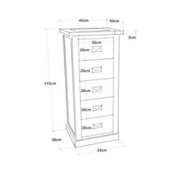 Cabinet Bits Tirolo 5 Drawer Narrow Chest Of Drawers Bras Drop Handle - thumbnail 9