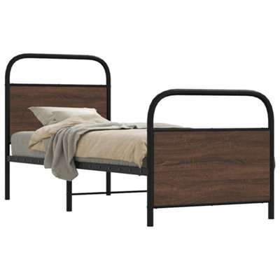 Berkfield Bed Frame Without Mattress 75X190 Cm Small Single Brown Oak Engineered Wood - image 1