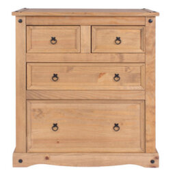 Core Products Premium Corona 2+2 Drawer Chest Of Drawers - Antique Waxed Pine, H103.8Cm X W91.0Cm X D47.0Cm - thumbnail 4