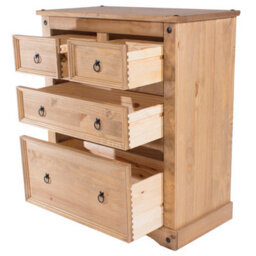 Core Products Premium Corona 2+2 Drawer Chest Of Drawers - Antique Waxed Pine, H103.8Cm X W91.0Cm X D47.0Cm - thumbnail 2