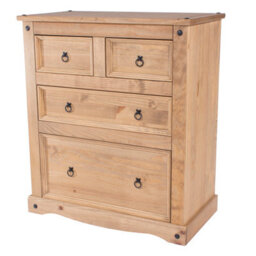Core Products Premium Corona 2+2 Drawer Chest Of Drawers - Antique Waxed Pine, H103.8Cm X W91.0Cm X D47.0Cm - thumbnail 1