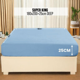 Aspire Homeware Light Blue Fitted Sheet-(25Cm) Deep Hotel Quality -Breathable Fitted Bed Sheets Super King (L)200Cm X (W)180Cm - thumbnail 7
