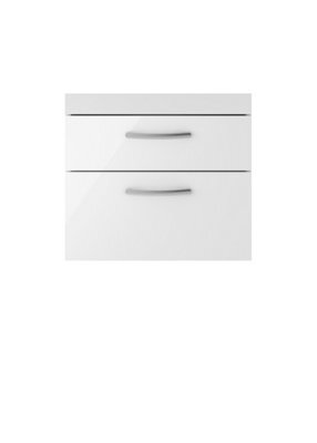 Hudson Reed Athena Wall Hung 2 Drawer Vanity Unit 600mm-Gloss White - image 1