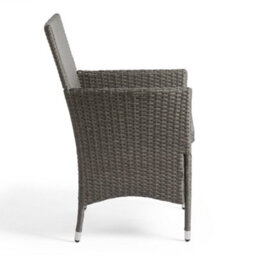 Vonhaus Bistro Set For 2, Rattan Effect Garden Table & Chairs With Removable Cushions, 3-Piece Grey Garden Furniture Set, Bali - thumbnail 9