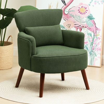 Homcom Armchair With Padded Seat And Backrest For Living Room, Green - image 1